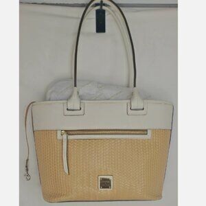 Pre-Owned Dooney & Bourke Beacon Woven Tote White Brown